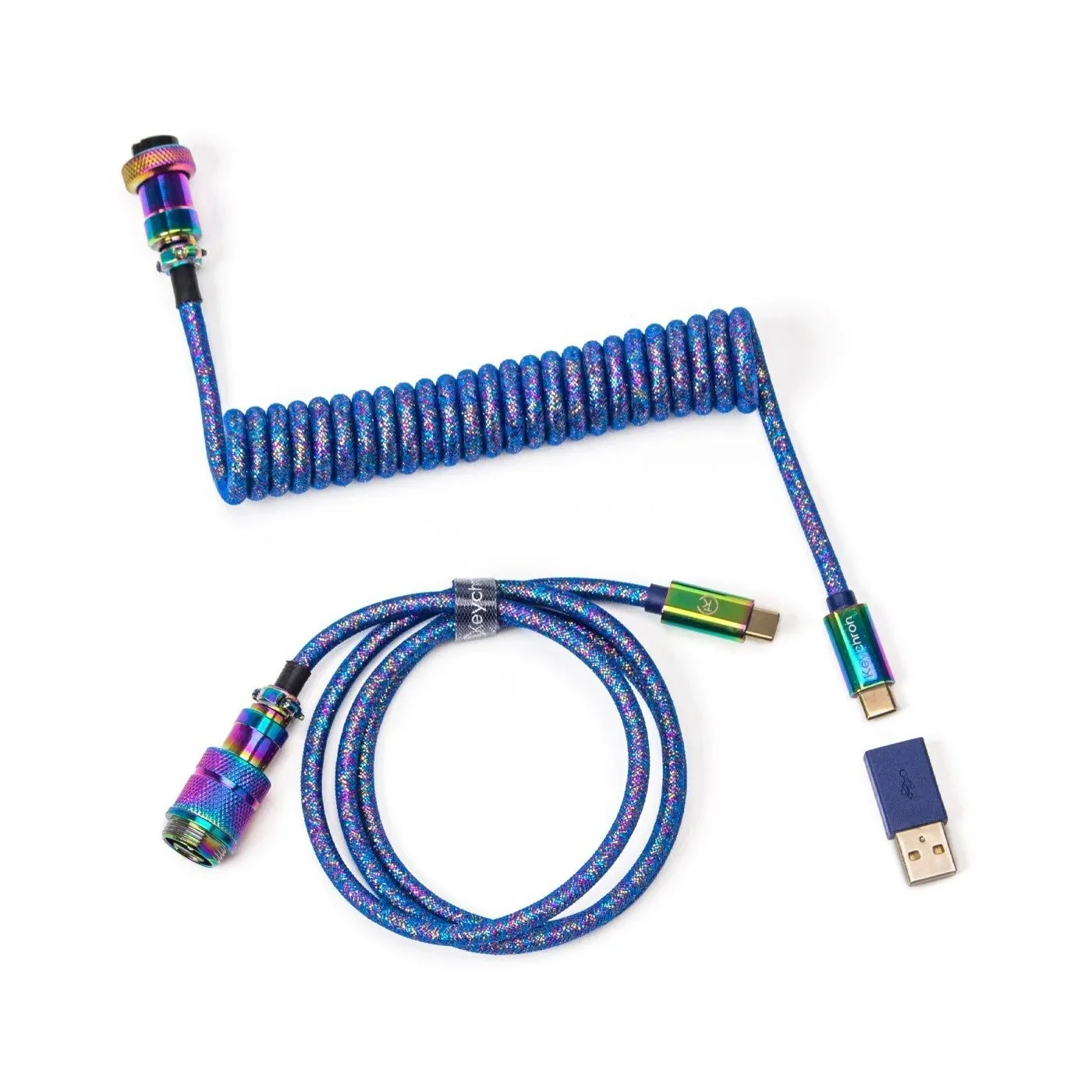 Klaviatūros laidas Keychron Premium Coiled (Mėlynas)-klaviaturos.shop Tastatūras kabelis Keychron Premium Coiled (zils) - Image 1