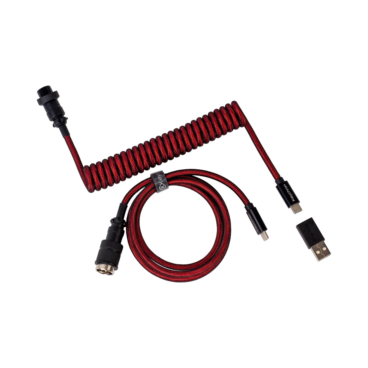 Klaviatūros laidas Keychron Premium Coiled (Raudonas)-klaviaturos.shop Tastatūras vads Keychron Premium Coiled (sarkans) - Image 1