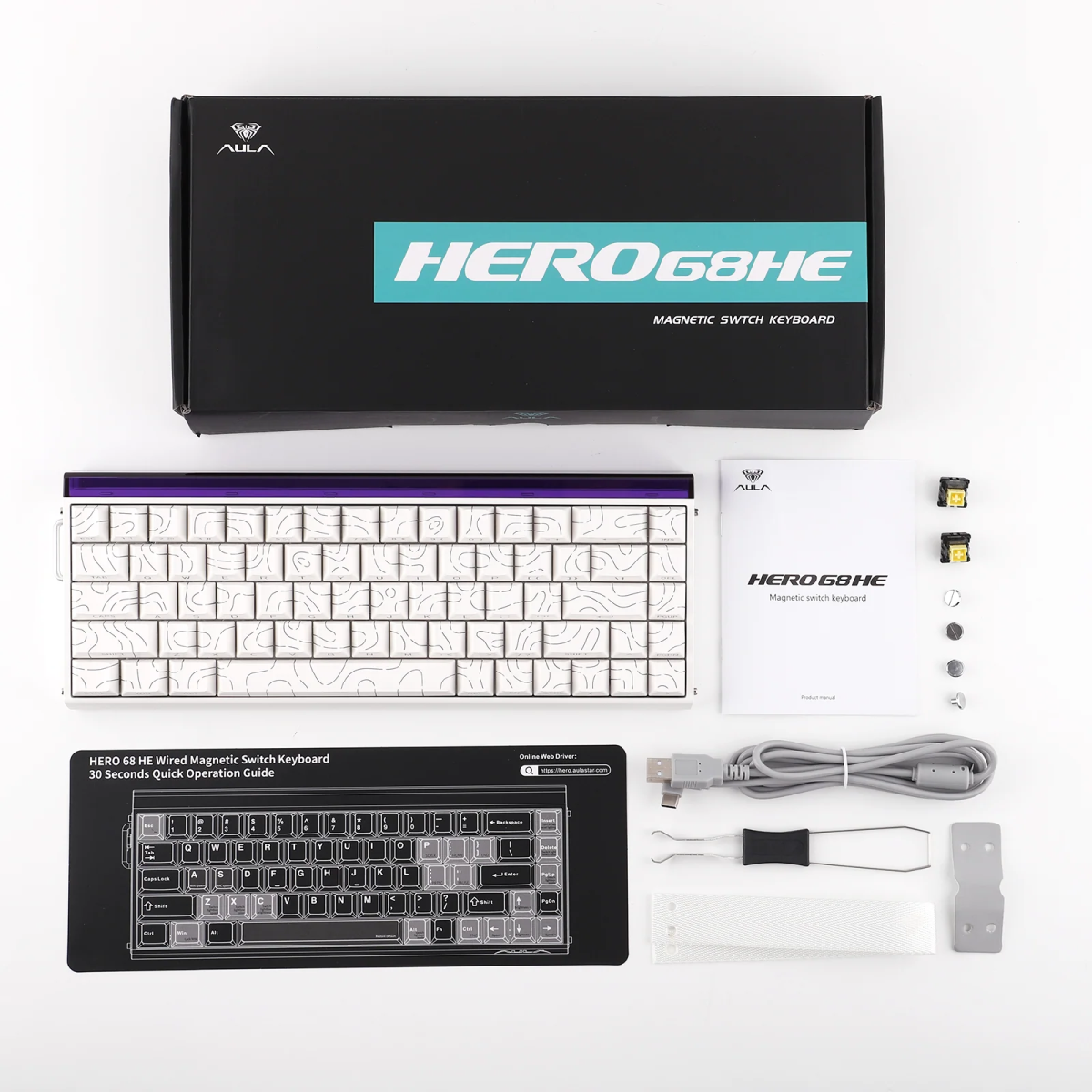 Клавиатура Aula Hero 68 магнитная Hall Effect (White Contour) — изображение 6