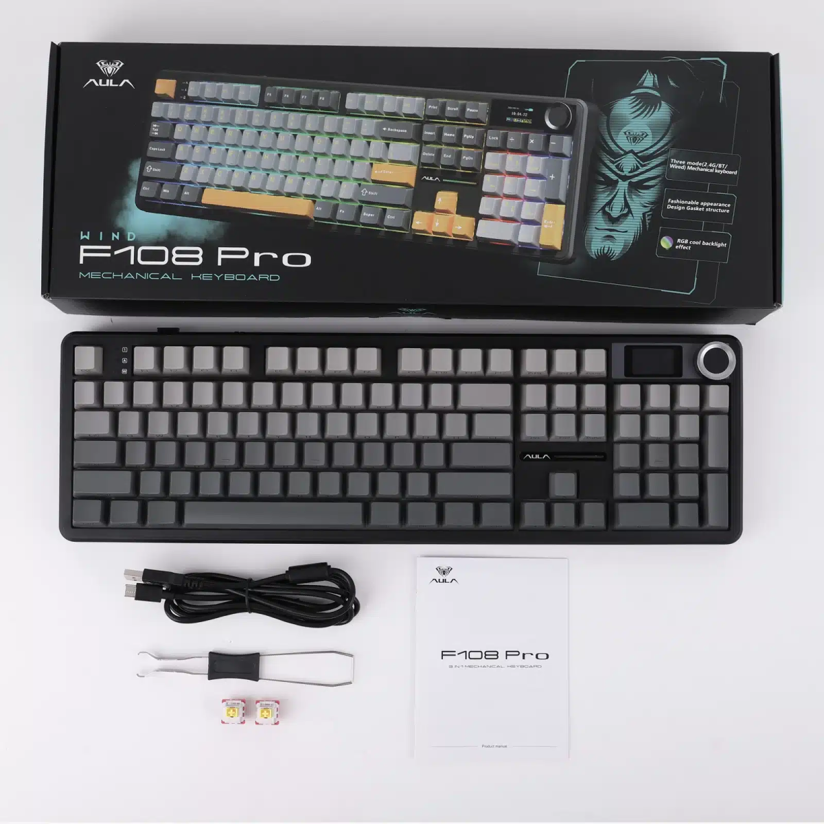 Tastatūra Aula F108 PRO (Melna) - Image 3