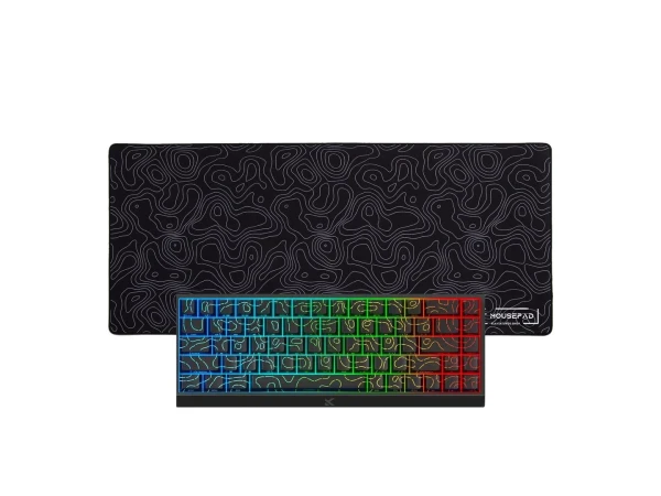 Melns topogrāfiskais spēļu komplekts - MCHOSE Ace 68 Hall Effect + „LIT Mousepad” Black Topographic