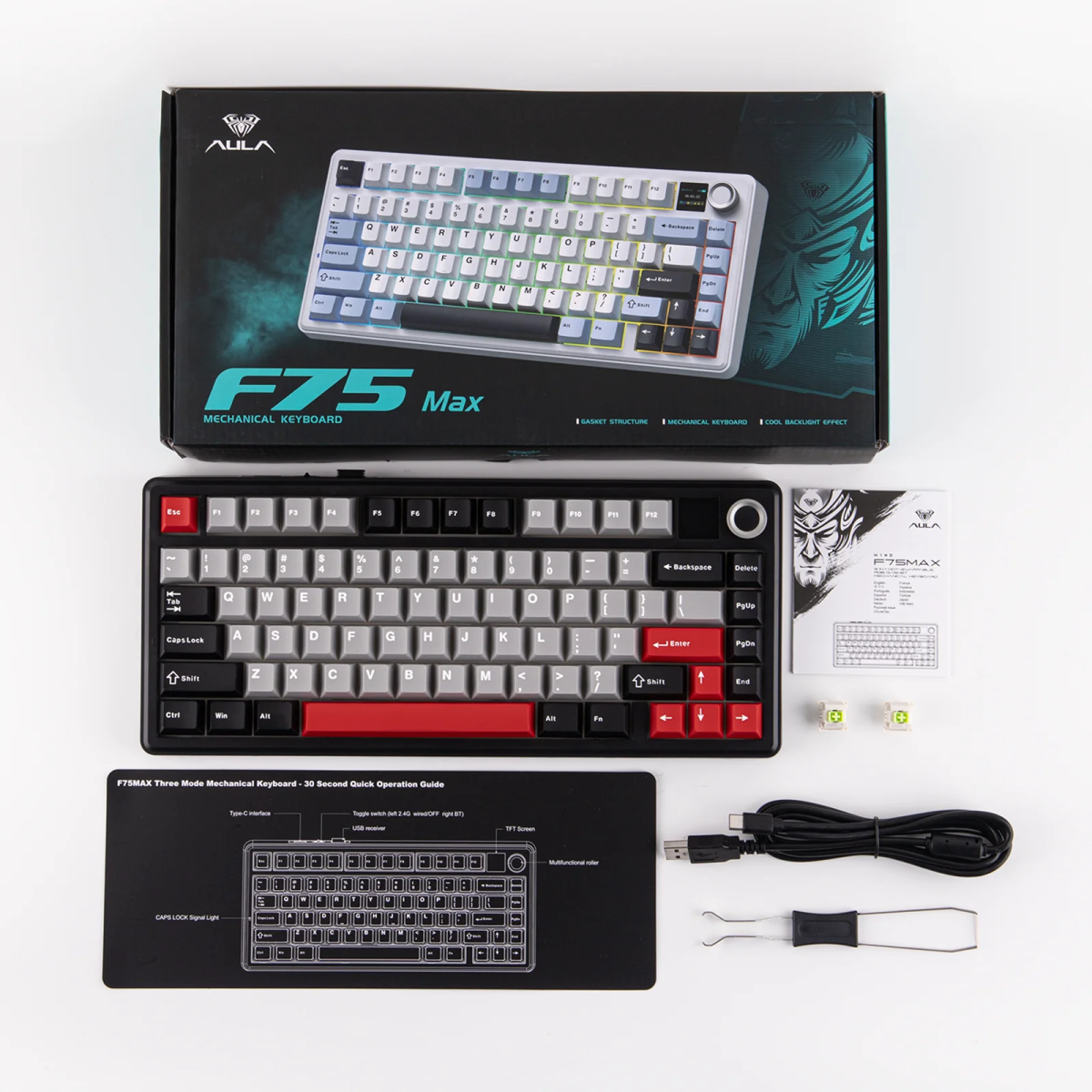 Клавиатура Aula F75 MAX (Чёрная/Красная) — изображение 3