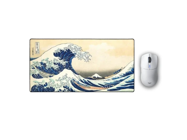 Игровой комплект Blue Gradient — AULA SC580X + «LIT Mousepad» The Great Wave off Kanagawa, by Hokusai