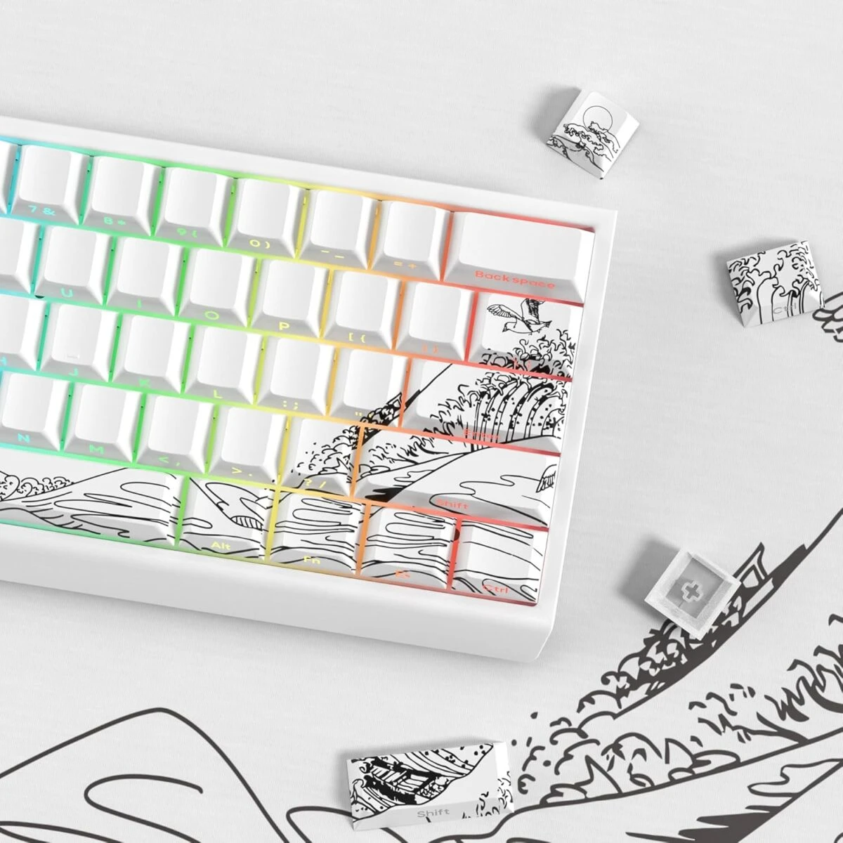 Klaviatūras keycaps HZGAMER Great Wave (Balti) - Image 3